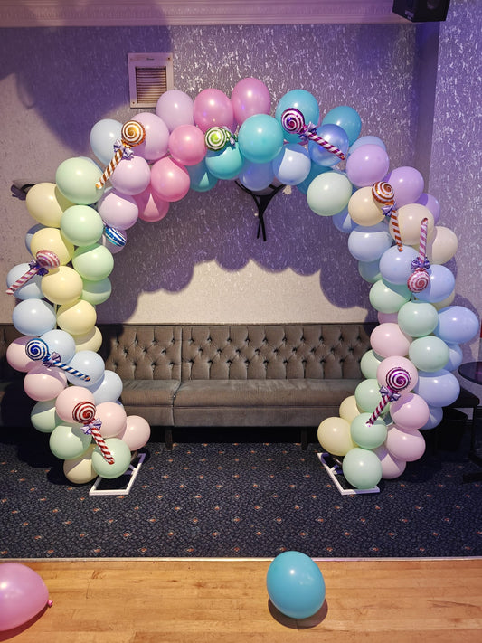 Candy themed balloon arch