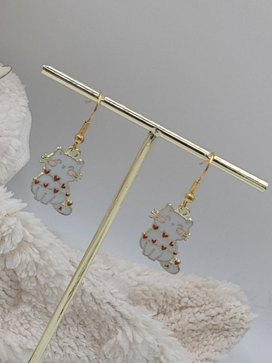 Valentine cat earrings