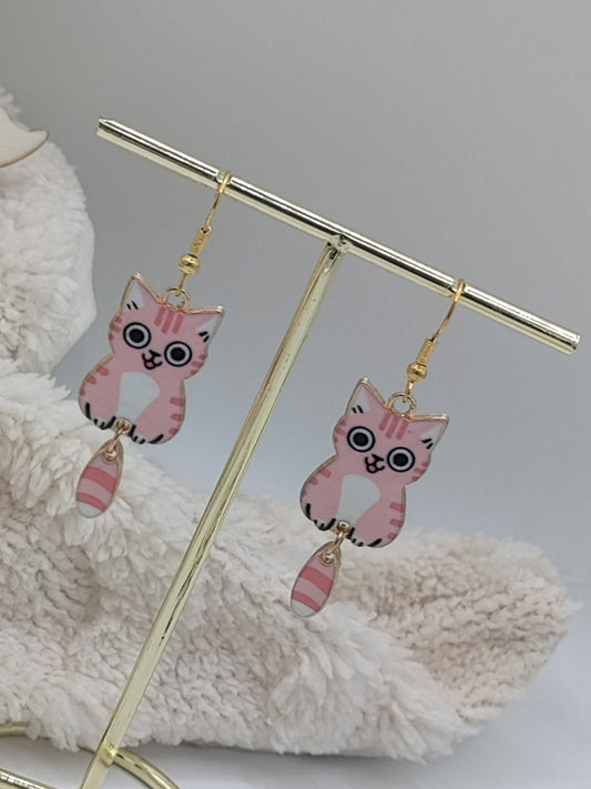 Cat Earrings with Dangle tails