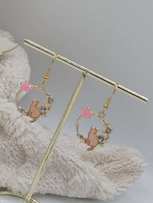 Spring cat earrings