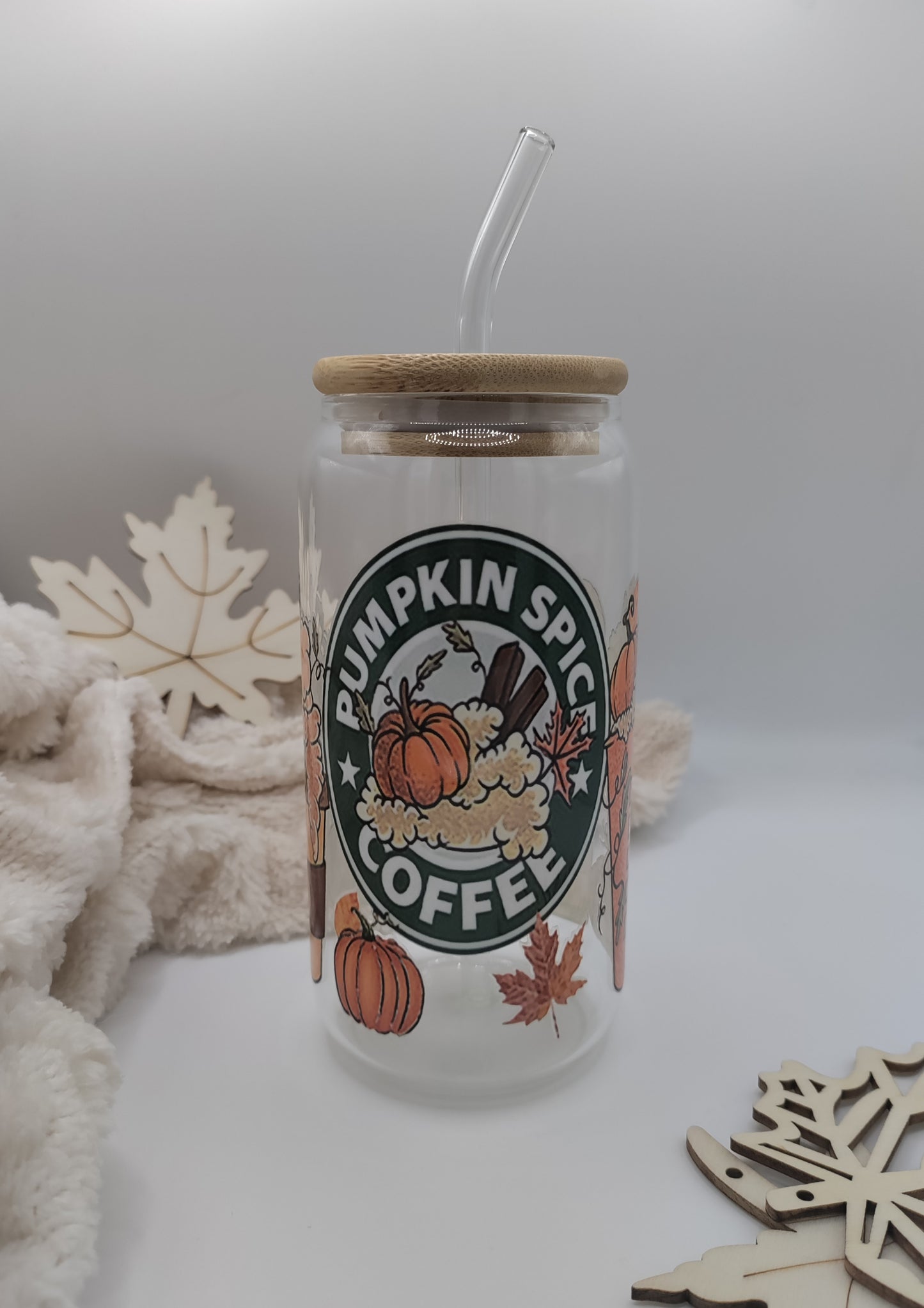 Pumpkin Spice Glass with Lid