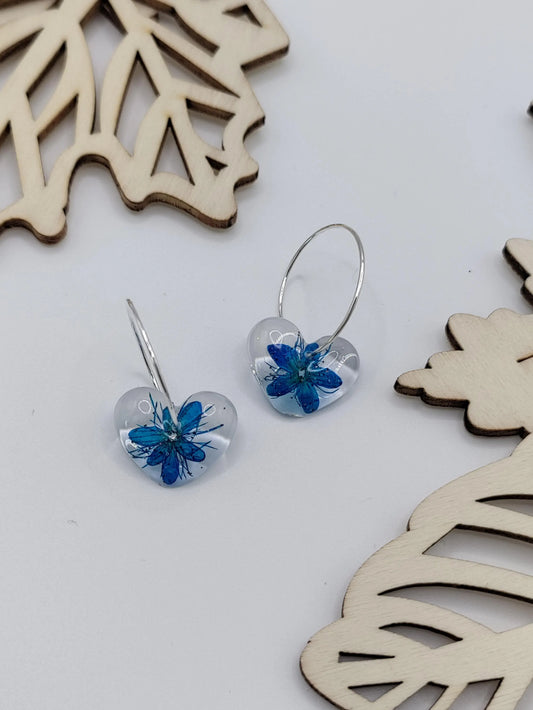 Handmade blue flower earrings