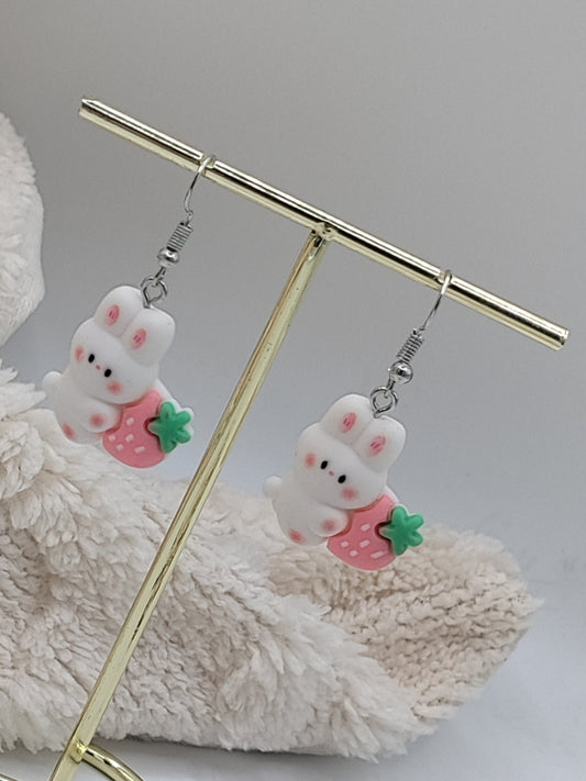 Strawberry bunny earrings