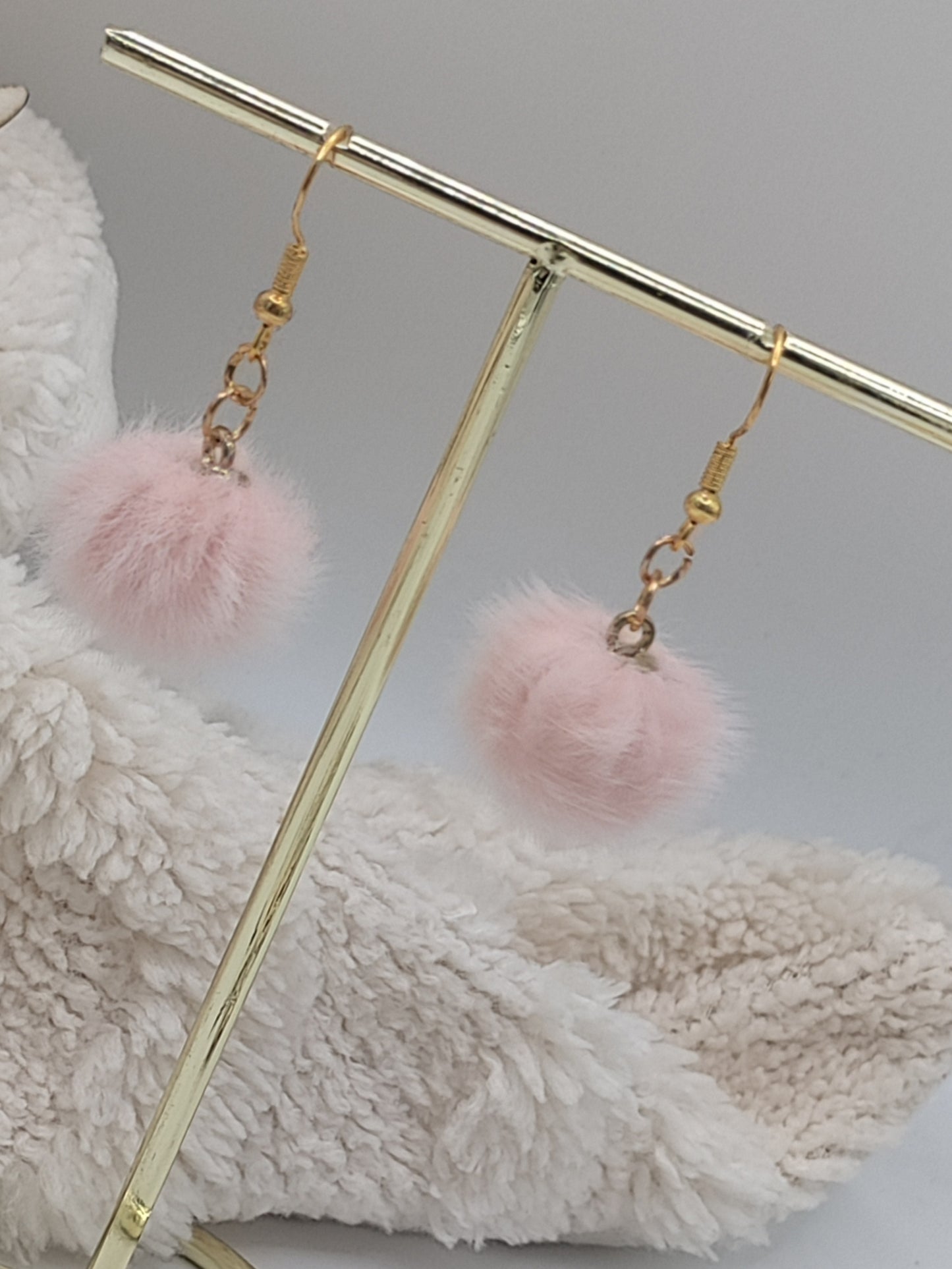 Pale Pink Fluffy Earring