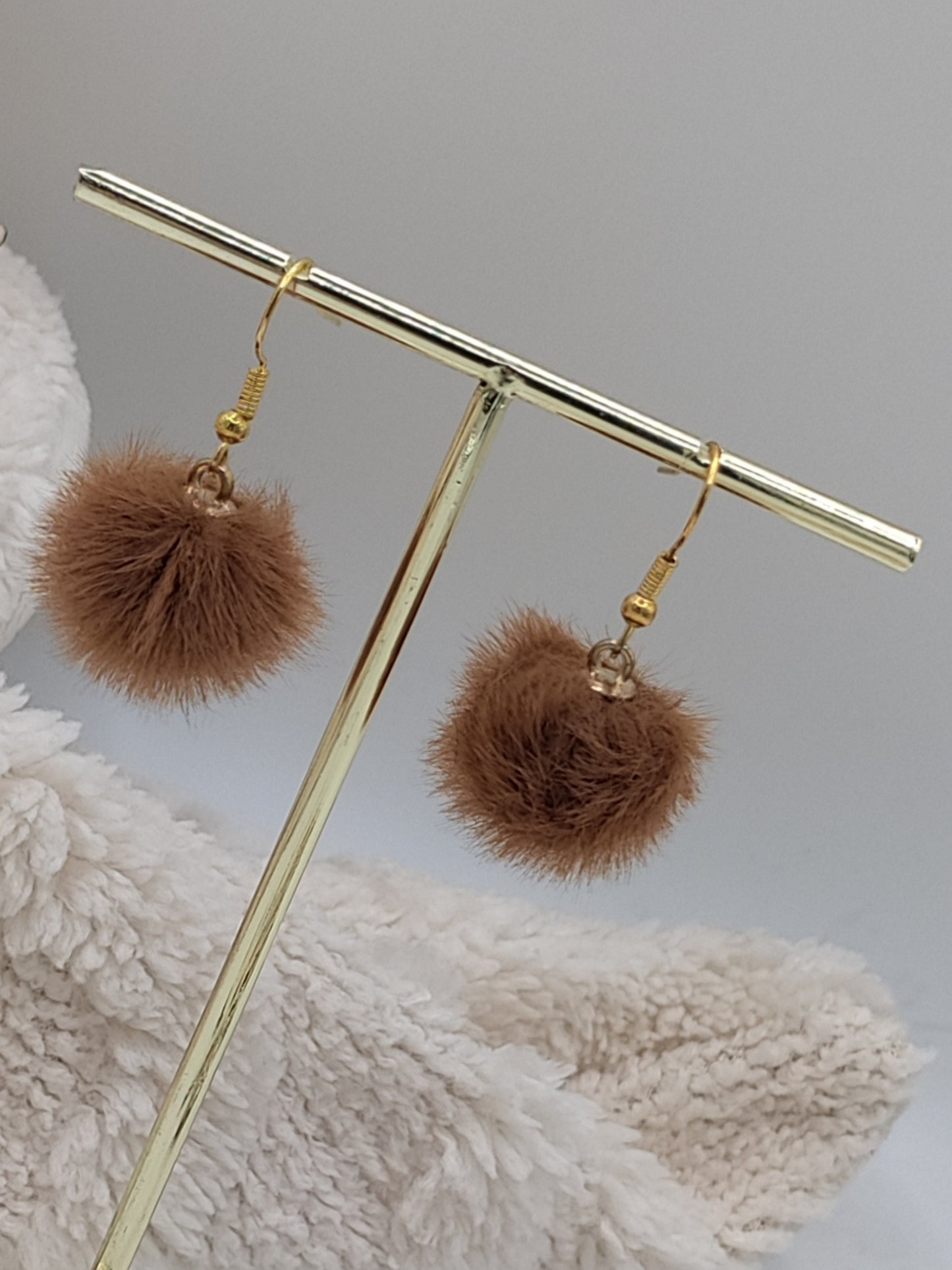 Brown Fluffy Earrings