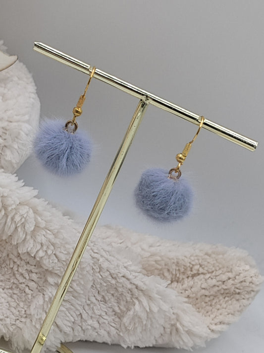 Light Blue Fluffy Earrings