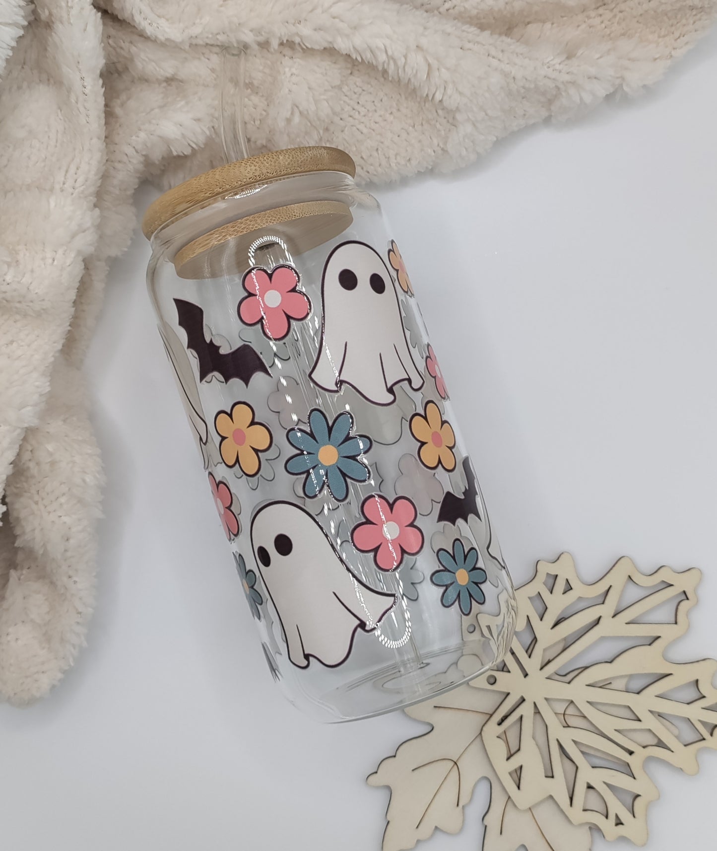 Cute Halloween Glass with Lid