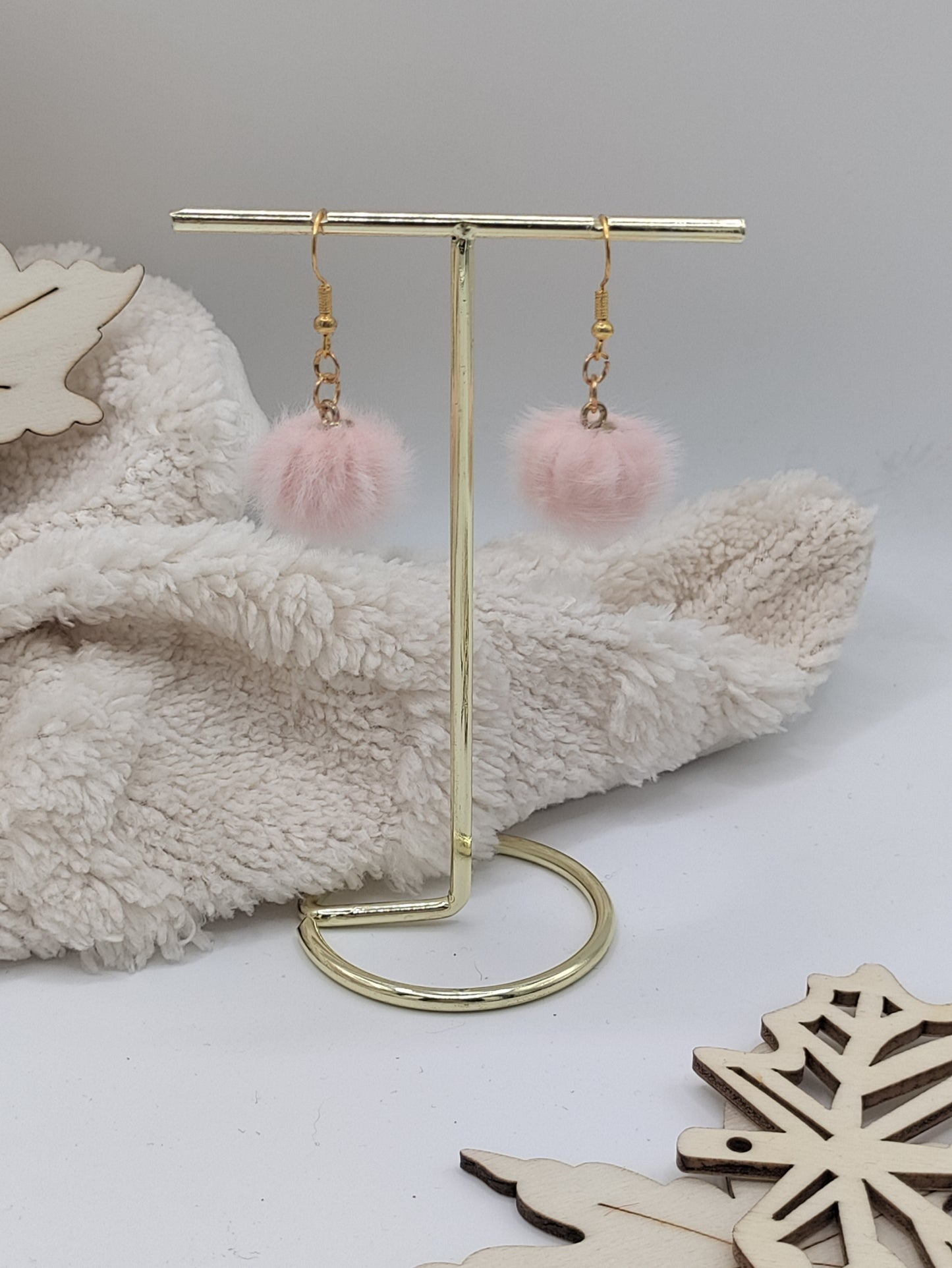 Pale Pink Fluffy Earring