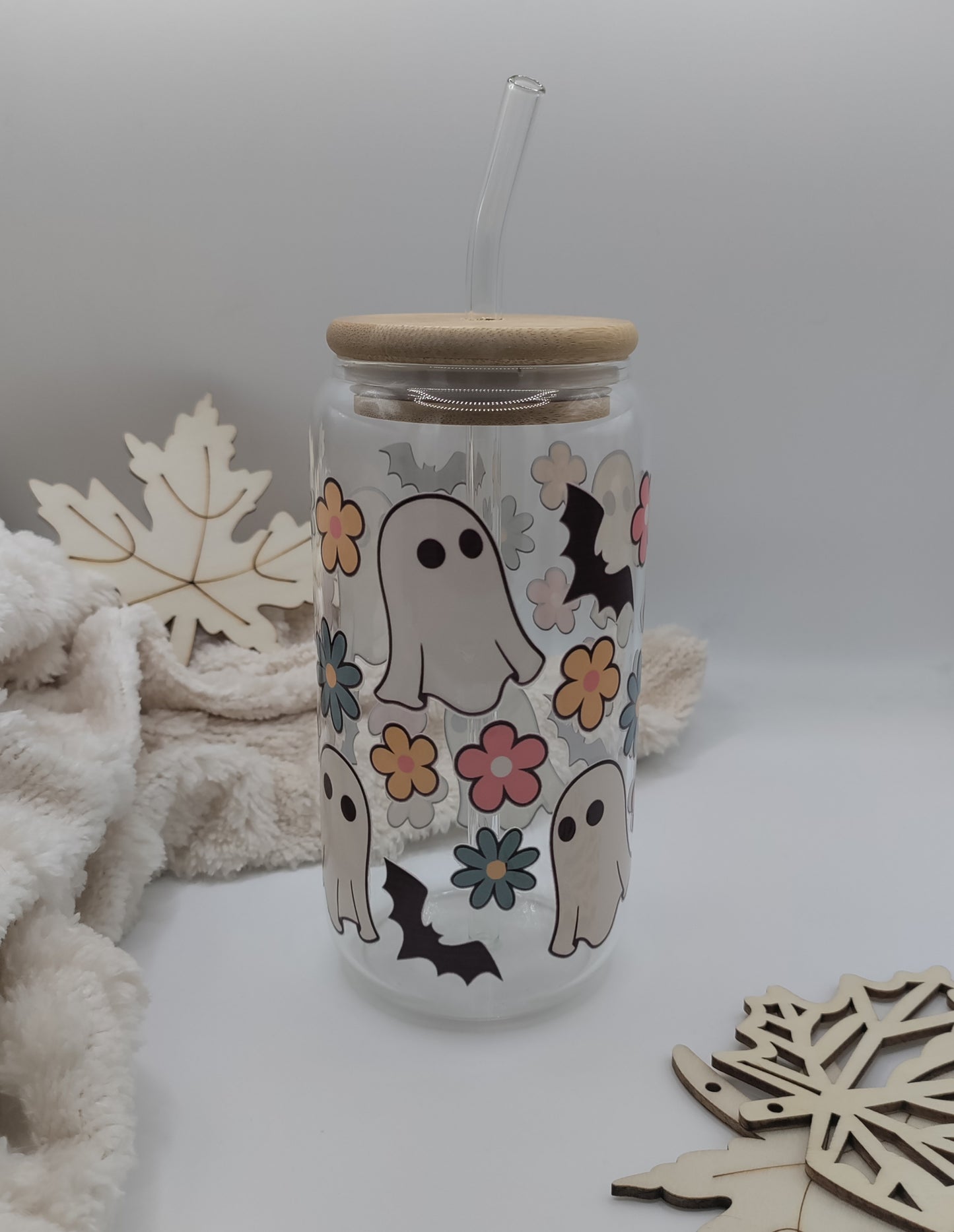 Cute Halloween Glass with Lid