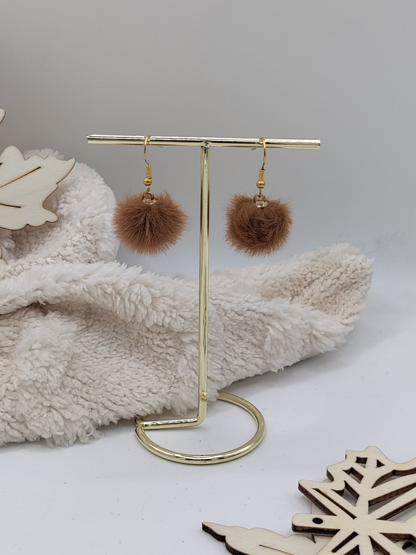 Brown Fluffy Earrings