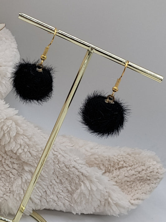 Black Fluffy Earrings