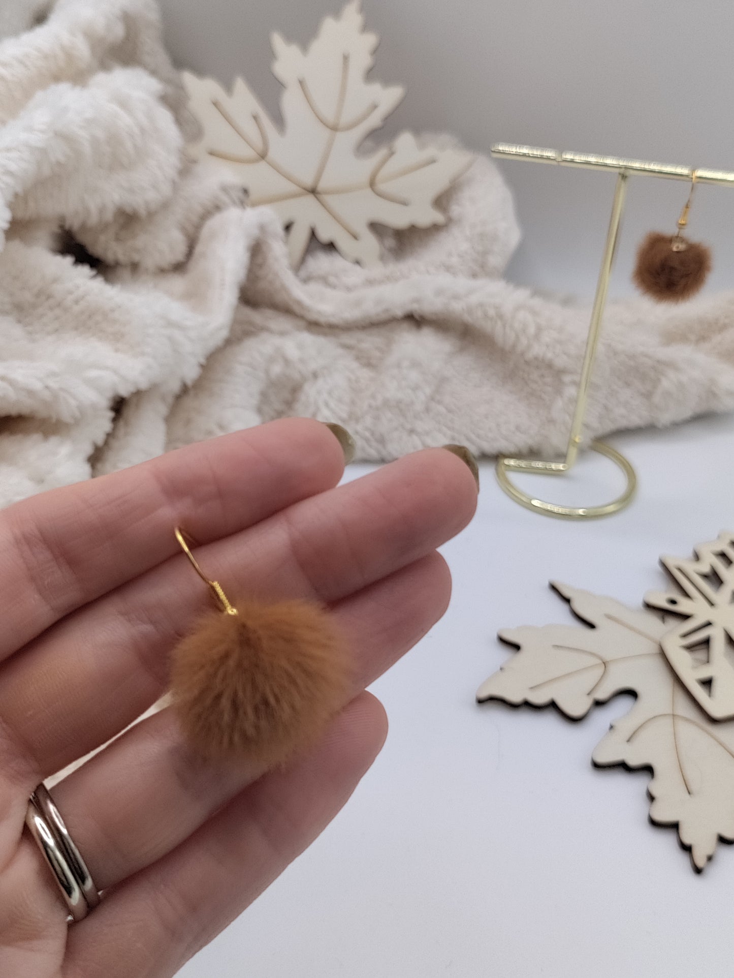 Brown Fluffy Earrings